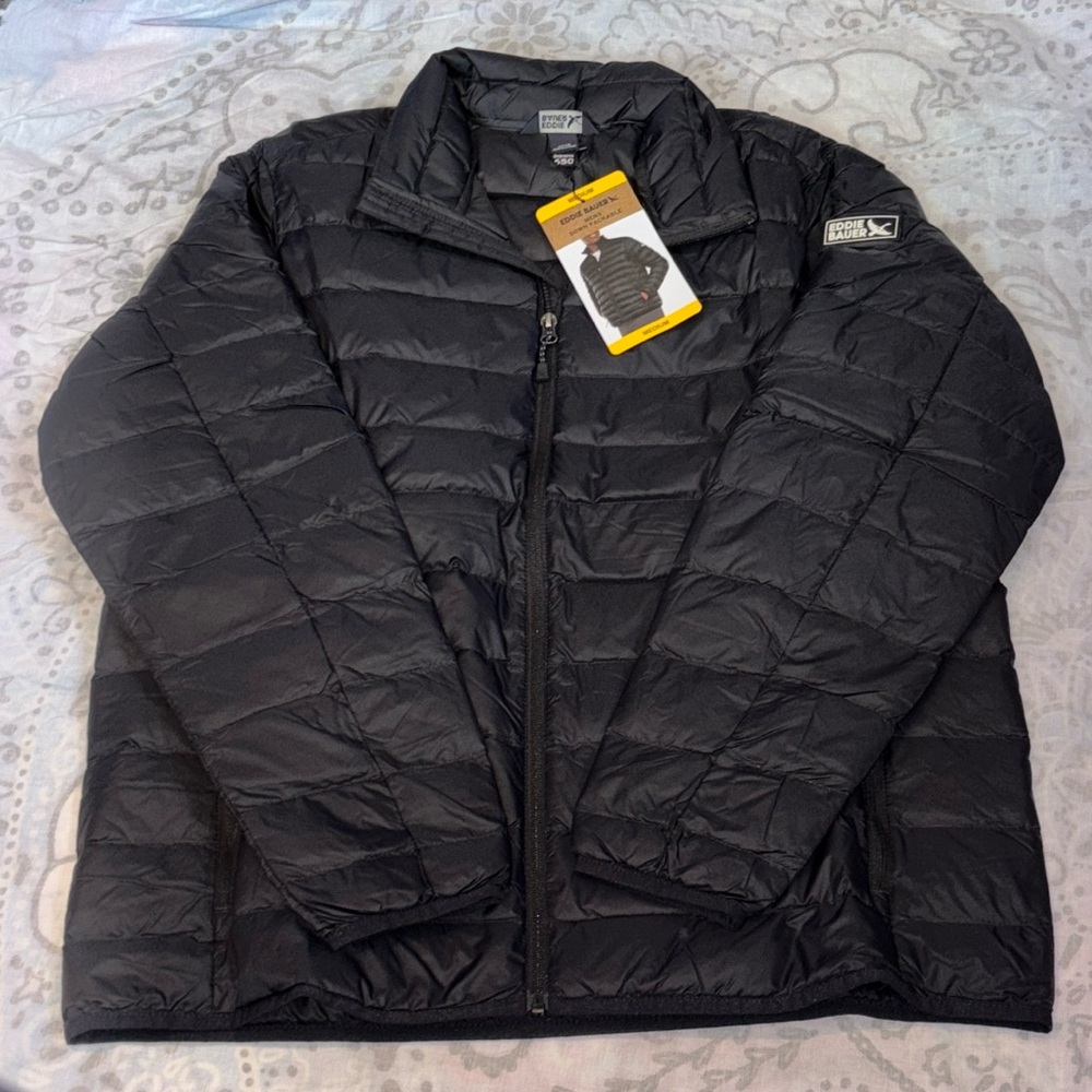 NWT Eddie Bauer Down Packable 650 Jacket Black Sz Medium